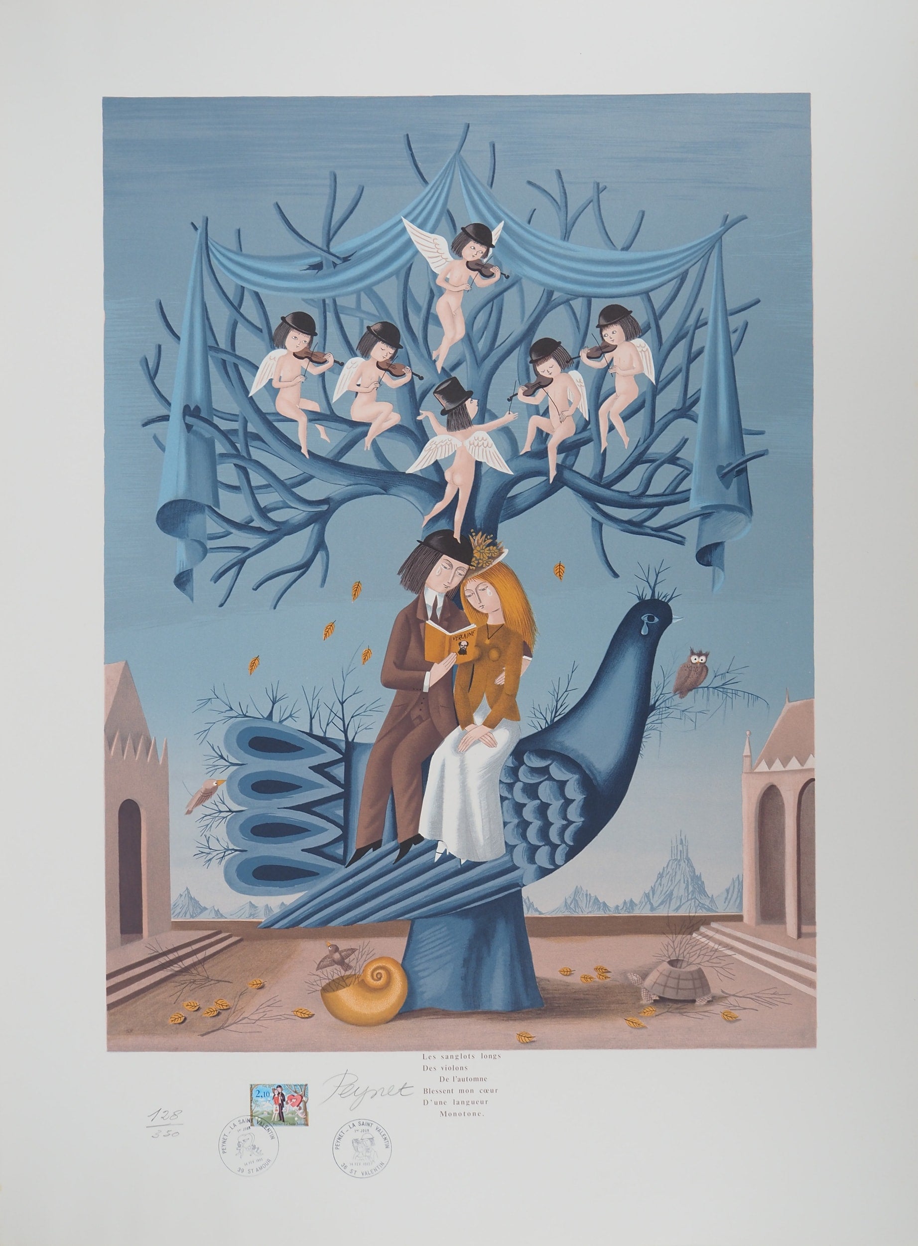 Raymond PEYNET: Lovers: The Violins of Autumn, 1985, Original