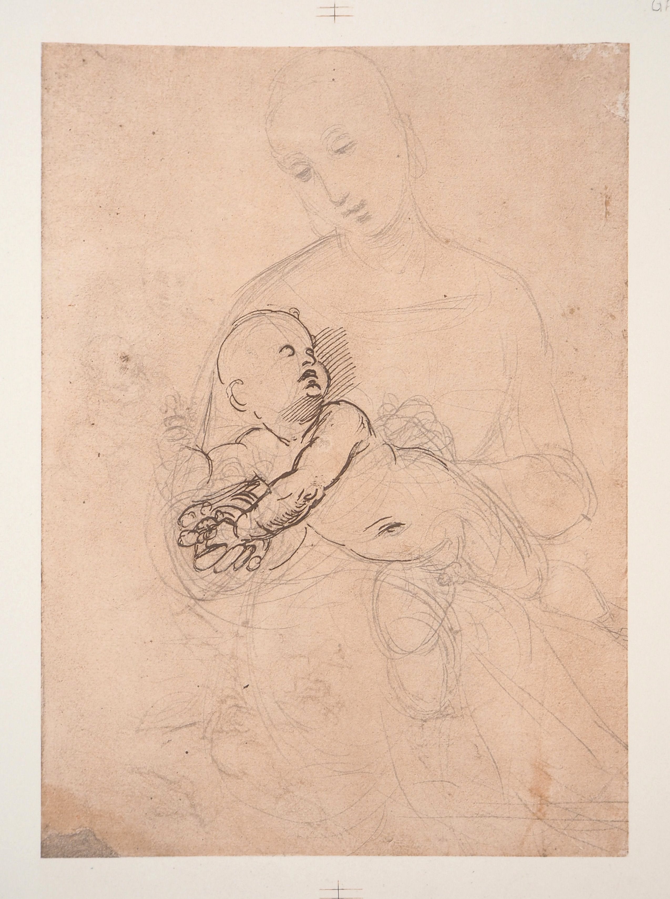 Rapha l SANZIO Etude D une Vierge L enfant Lithographie Originale 