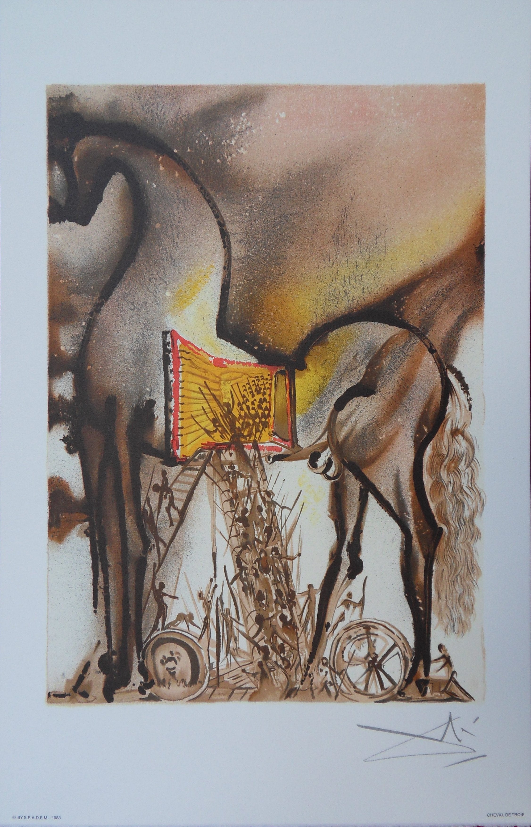 Salvador DALI: Horses, The Trojan Horse, Original Lithograph – art
