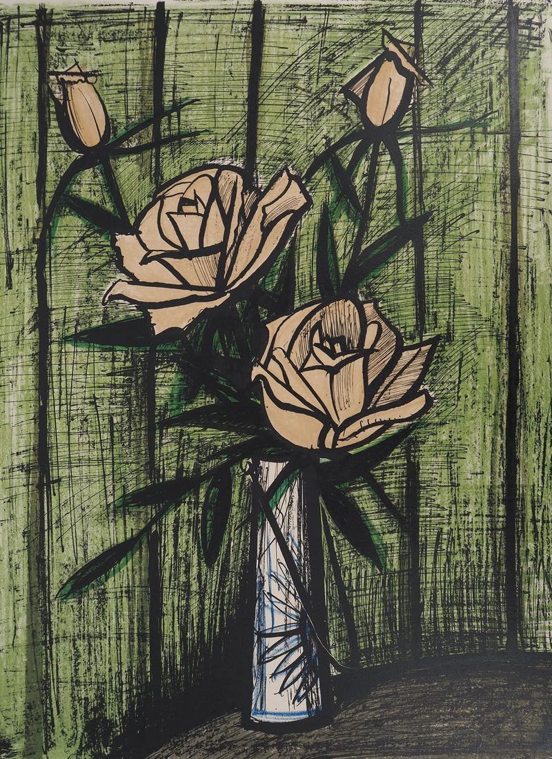 Bernard BUFFET : Roses, Lithographie originale (photo de détail 3) - Crédit photo : Galerie Art.Paris