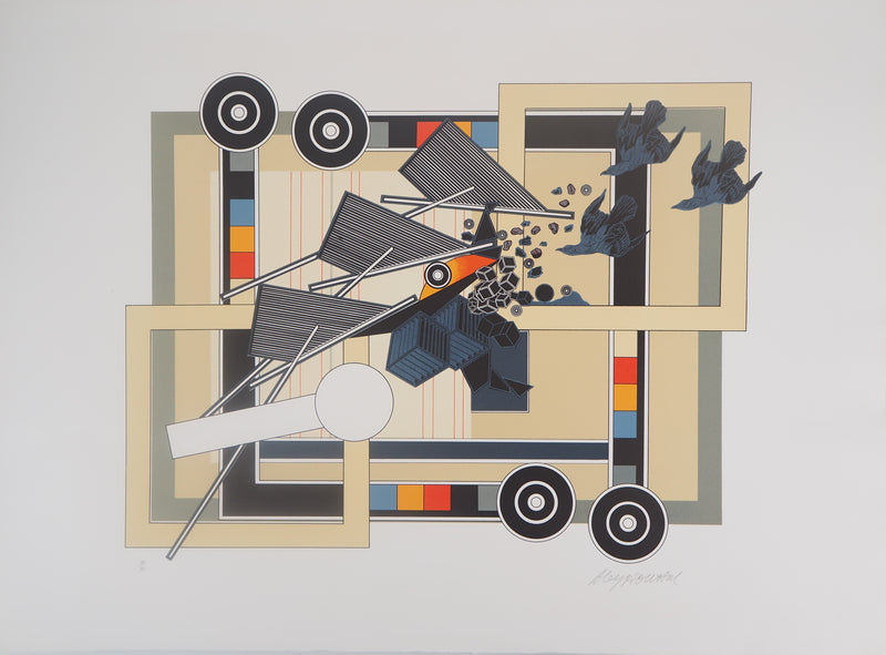 Alain LE YAOUANC : Tandem, Lithographie originale signée