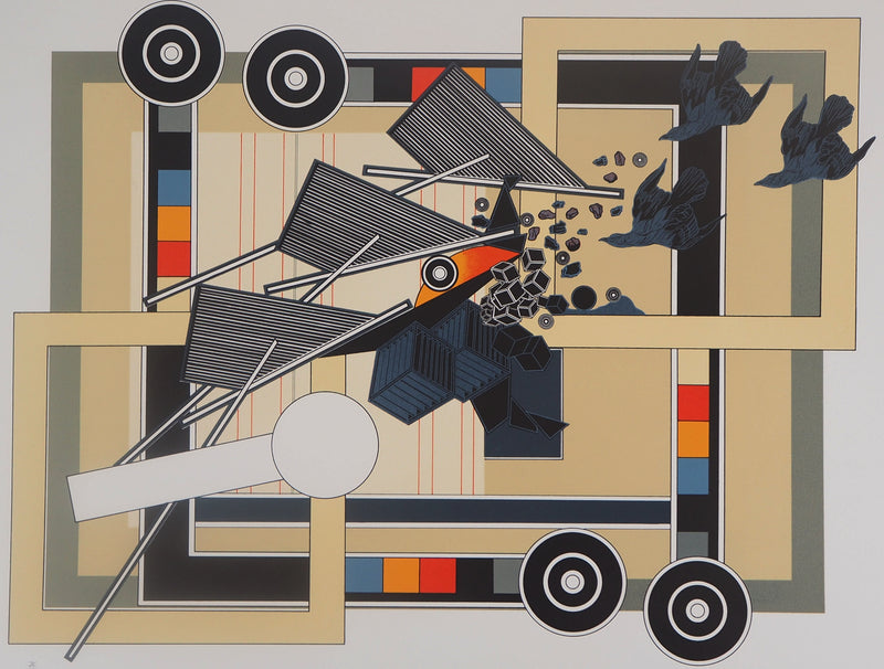 Alain LE YAOUANC : Tandem, Lithographie originale signée