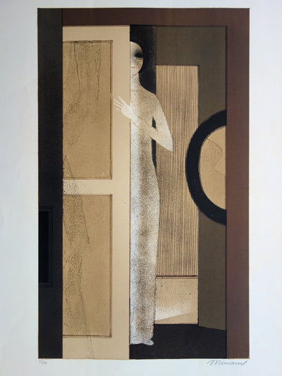 André MINAUX : Jeune fille au vestiaire, Lithographie originale (photo de détail 3) - Crédit photo : Galerie Art.Paris