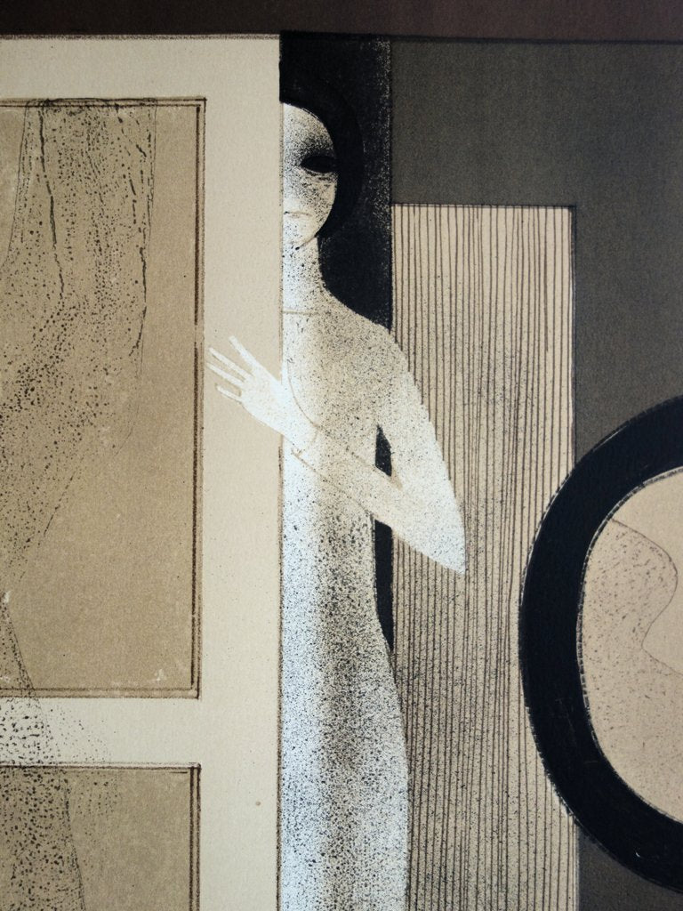 André MINAUX : Jeune fille au vestiaire, Lithographie originale (photo de détail 4) - Crédit photo : Galerie Art.Paris