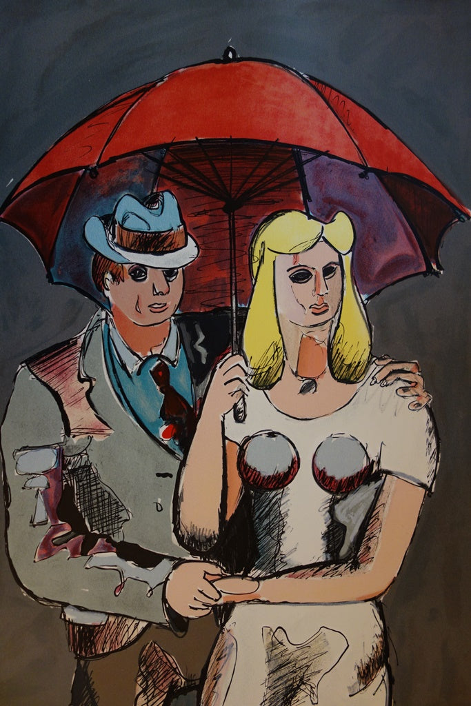 Jean HELION: Couple under an umbrella, Original signed lithograph
