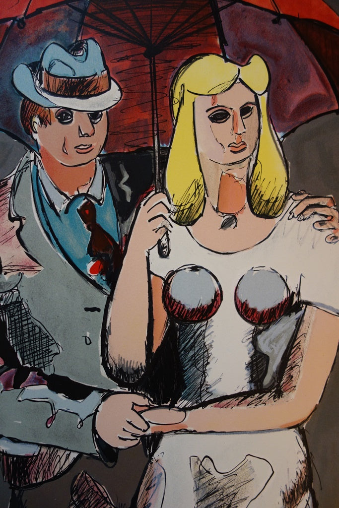Jean HELION: Couple under an umbrella, Original signed lithograph