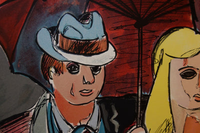 Jean HELION: Couple under an umbrella, Original signed lithograph