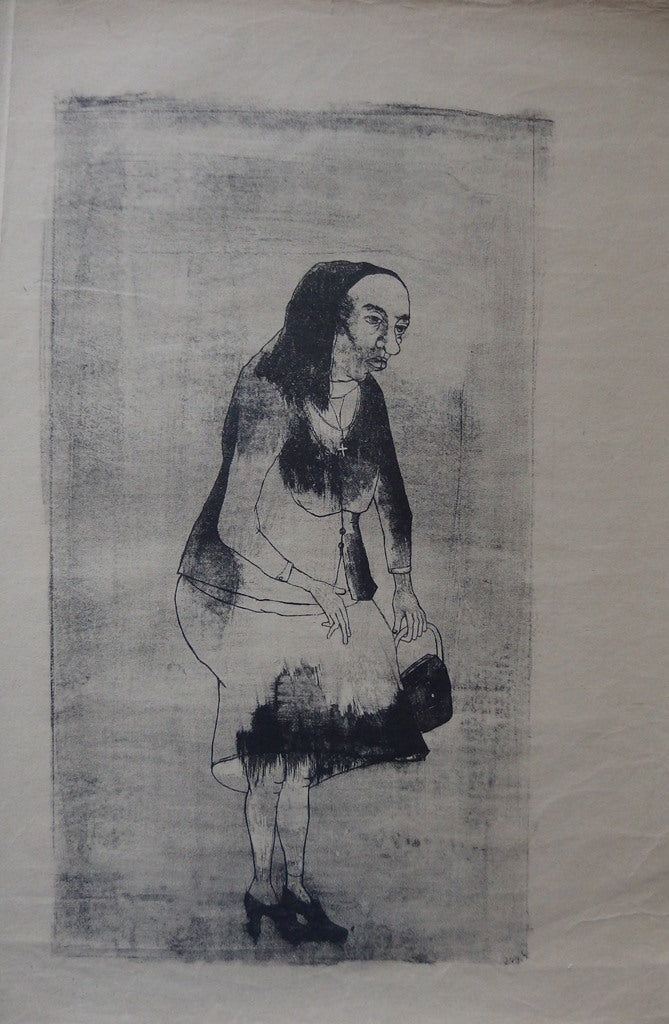 BTIna François HEAULMÉ, Portrait of a Breton woman, Original signed lithograph
