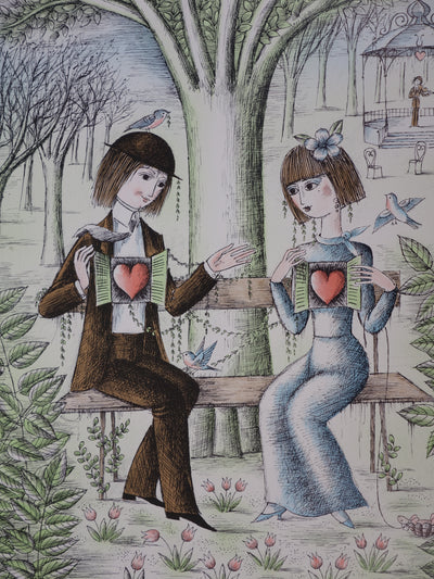Raymond PEYNET : Les amoureux, opération à coeur ouvert, Lithographie originale signée