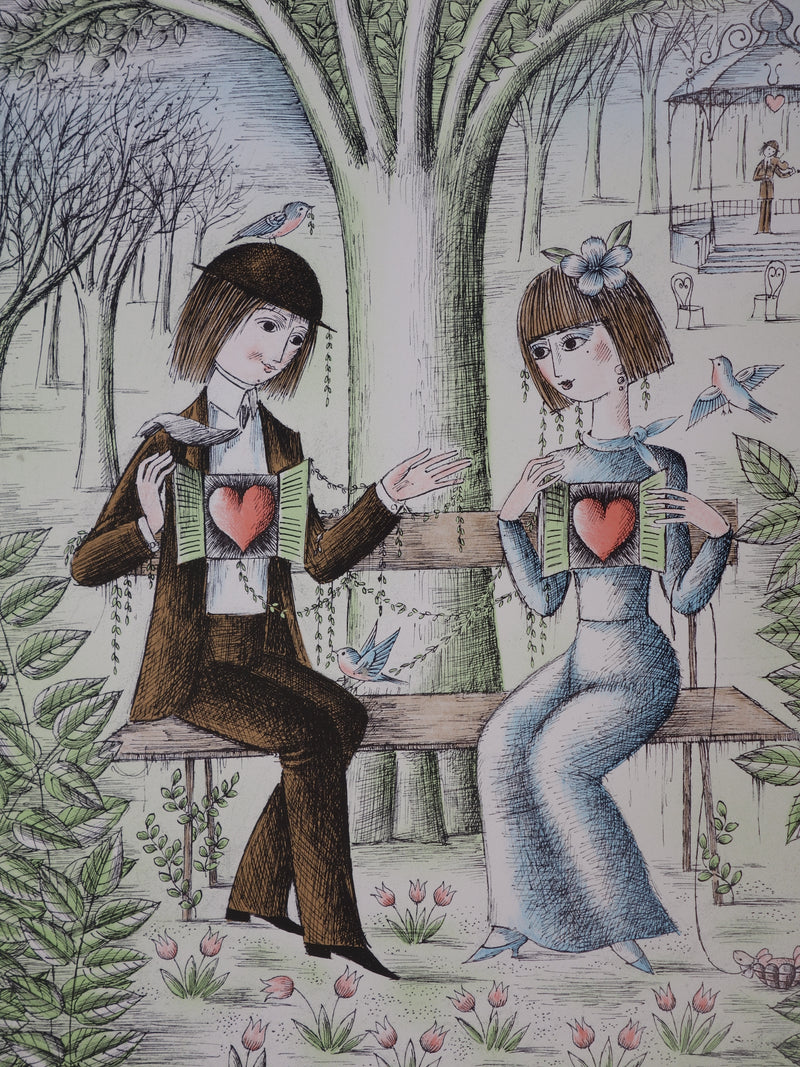 Raymond PEYNET : Les amoureux, opération à coeur ouvert, Lithographie originale signée