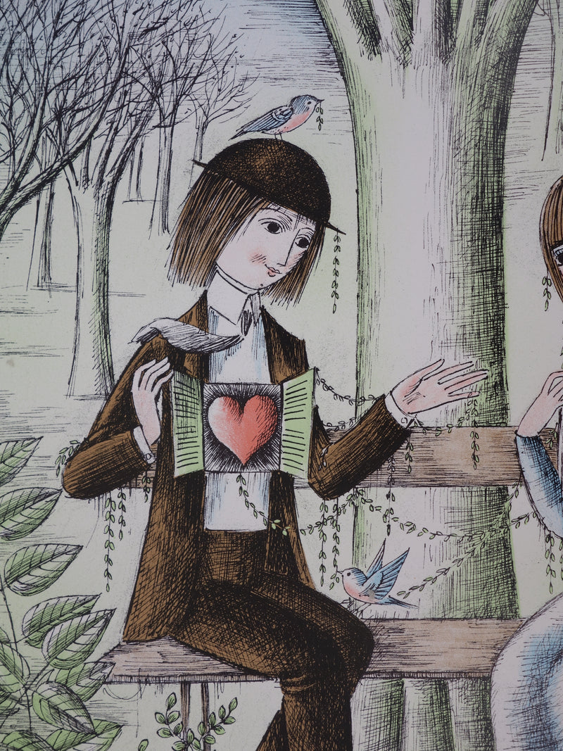 Raymond PEYNET : Les amoureux, opération à coeur ouvert, Lithographie originale signée