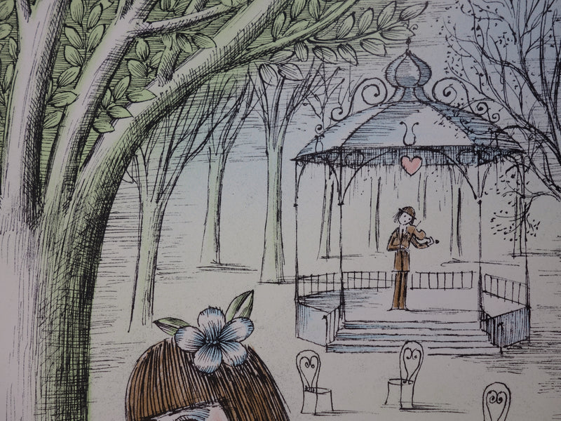 Raymond PEYNET : Les amoureux, opération à coeur ouvert, Lithographie originale signée