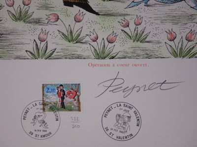 Raymond PEYNET : Les amoureux, opération à coeur ouvert, Lithographie originale signée