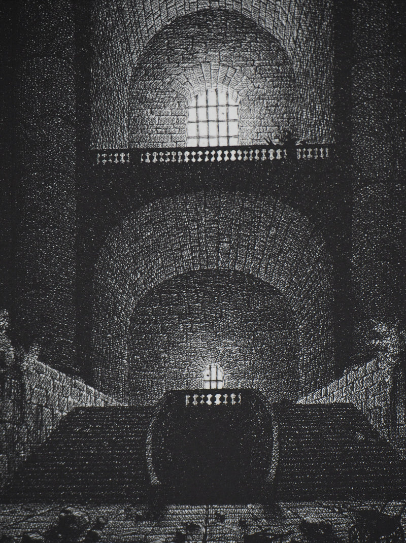 Gérard TRIGNAC : Château fantastique, Gravure originale signée