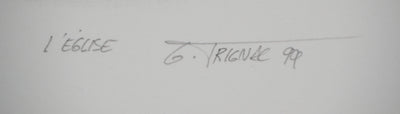 Gérard TRIGNAC : Château fantastique, Gravure originale signée
