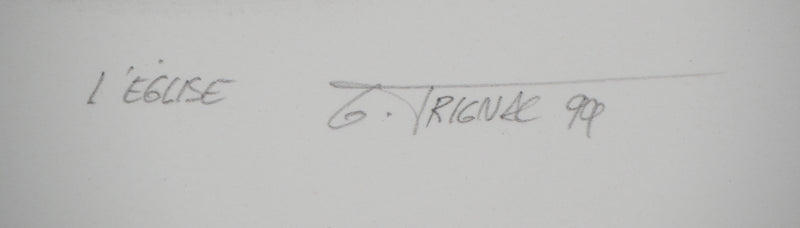 Gérard TRIGNAC : Château fantastique, Gravure originale signée