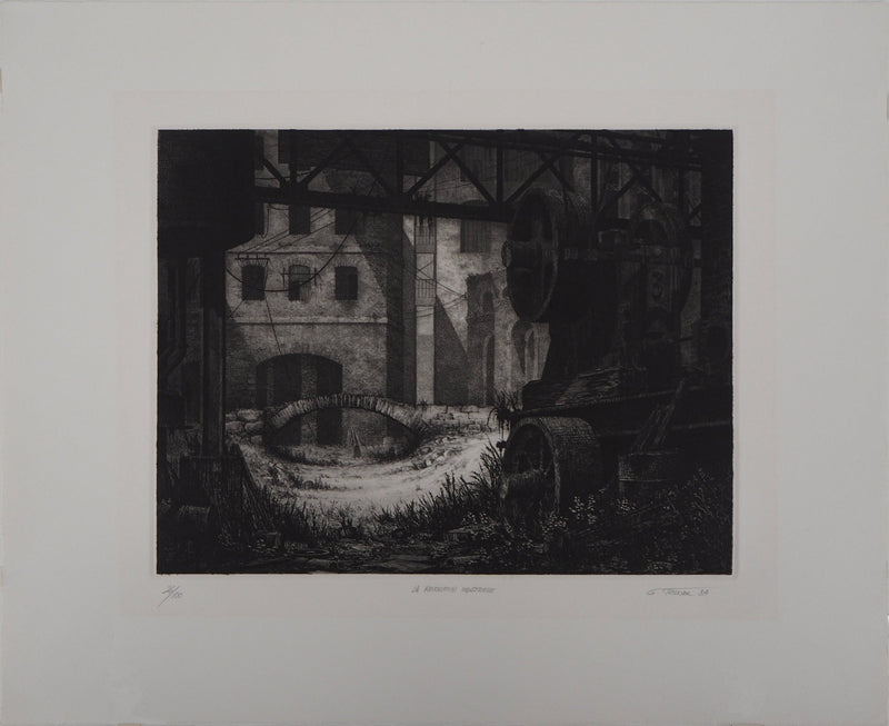 Gérard TRIGNAC : La révolution industrielle, Gravure originale signée