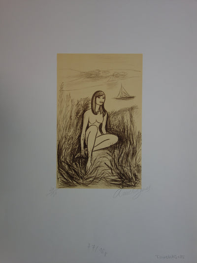 Louis TOUCHAGUES : Sirène, Lithographie originale signée
