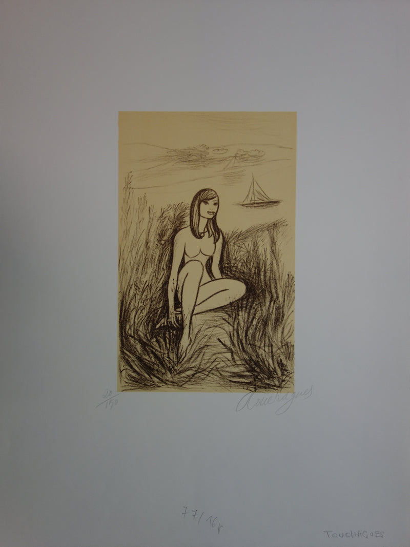 Louis TOUCHAGUES : Sirène, Lithographie originale signée