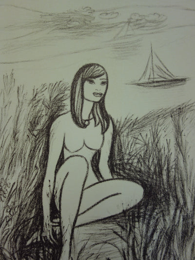 Louis TOUCHAGUES : Sirène, Lithographie originale signée