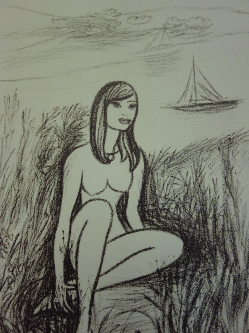 Louis TOUCHAGUES : Sirène, Lithographie originale signée