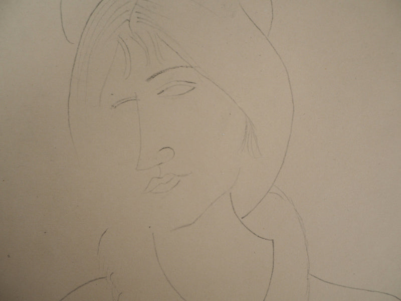 Amedeo MODIGLIANI : Portrait de Jeanne Hébuterne, Lithographie signée