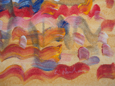 Ervin NEUHAUS : Coucher de soleil sur l'océan, Gouache originale signée