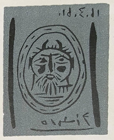 Pablo PICASSO : Visage de faune (Madoura), Linogravure originale signée