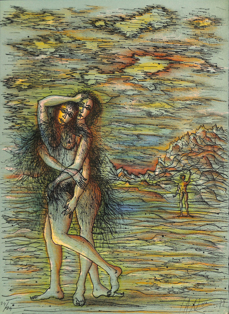 Jean CARZOU : Les amants passionnés, Lithographie originale signée