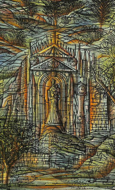 Jean CARZOU : Temple de la Vierge à l’enfant, Lithographie originale signée