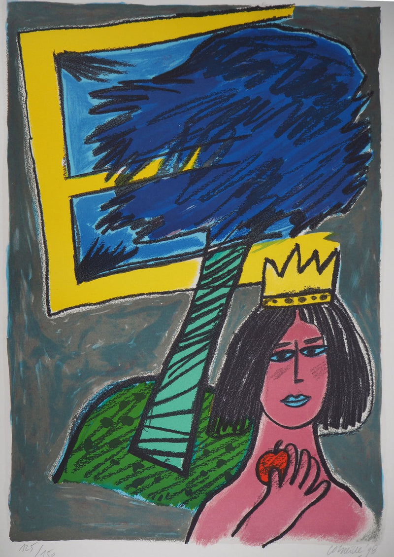 Guillaume CORNEILLE : La reine à la pomme, Lithographie originale signée