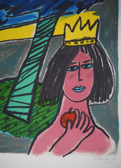 Guillaume CORNEILLE : La reine à la pomme, Lithographie originale signée