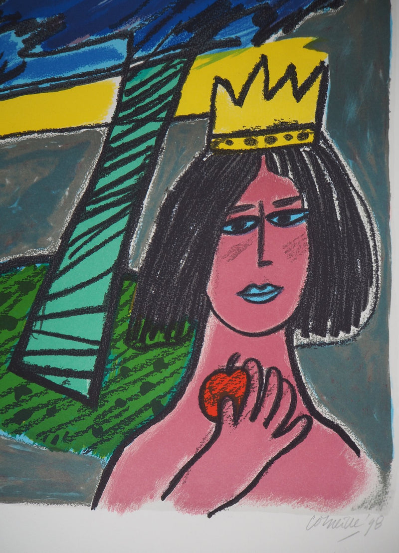 Guillaume CORNEILLE : La reine à la pomme, Lithographie originale signée