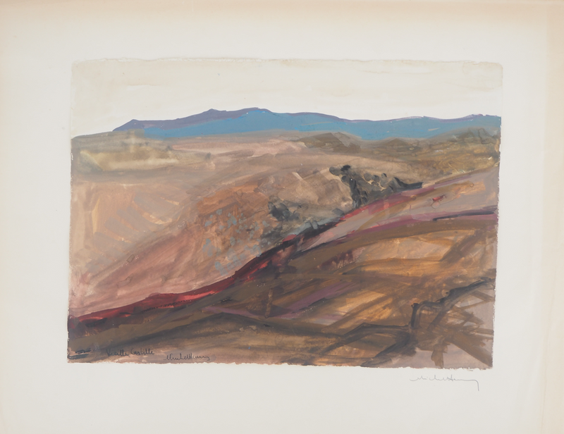 BTIna Michel Henry, Spanien: Gesehen auf Toledo, 1953, Original signierte Aquarellzeichnung