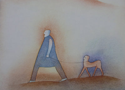 Jean-Michel FOLON : Le promeneur et son chien, Héliogravure originale (photo de détail 4) - Crédit photo : Galerie Art.Paris