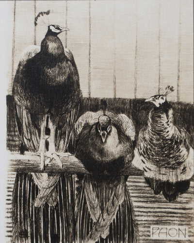 Mathurin MEHEUT : Les deux Paon, Lithographie signée
