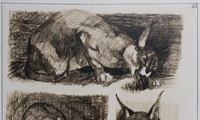 Mathurin MEHEUT : Le Caracal, Lithographie signée
