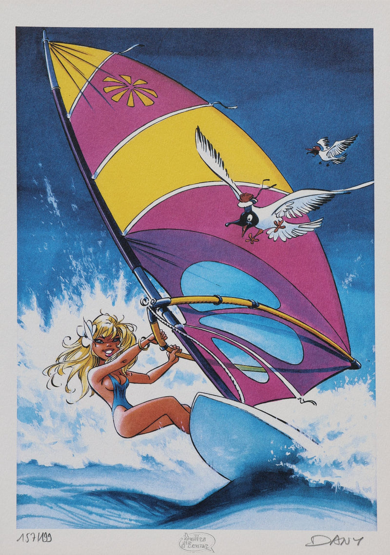 DANY : Planche à voile, Ex libris signé