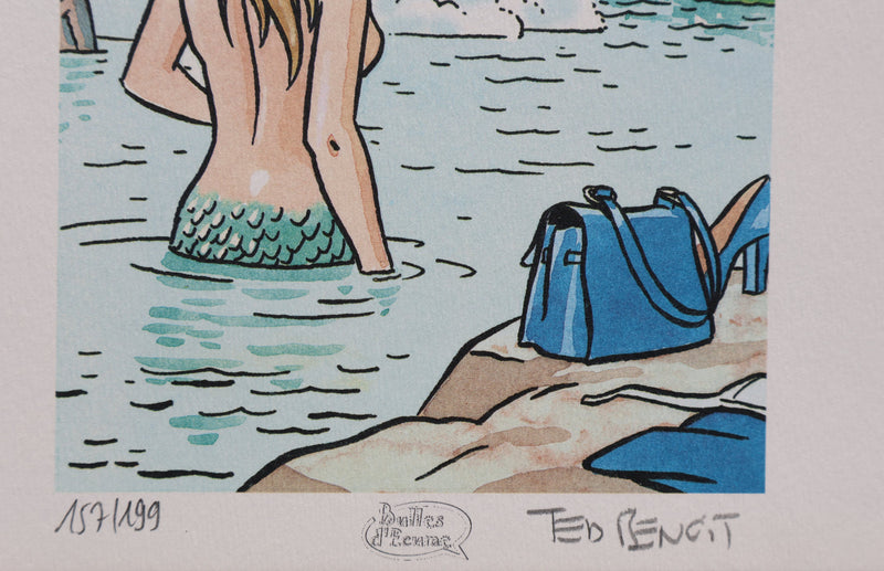 Ted BENOIT : Sirène et Chevalier, Ex libris signé