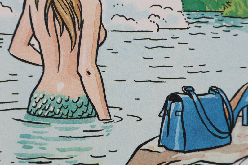Ted BENOIT : Sirène et Chevalier, Ex libris signé