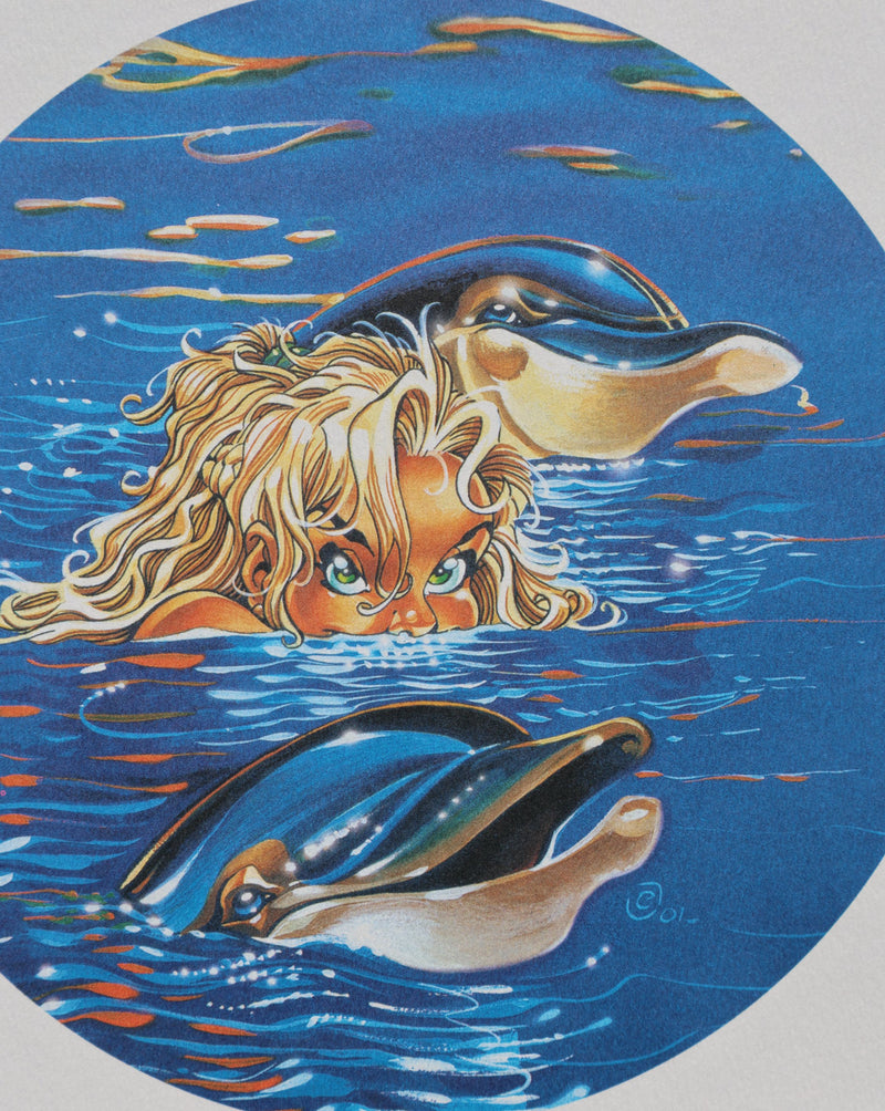 CRISSE : Atalante et les dauphins, Ex libris signé