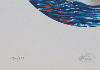CRISSE : Atalante et les dauphins, Ex libris signé