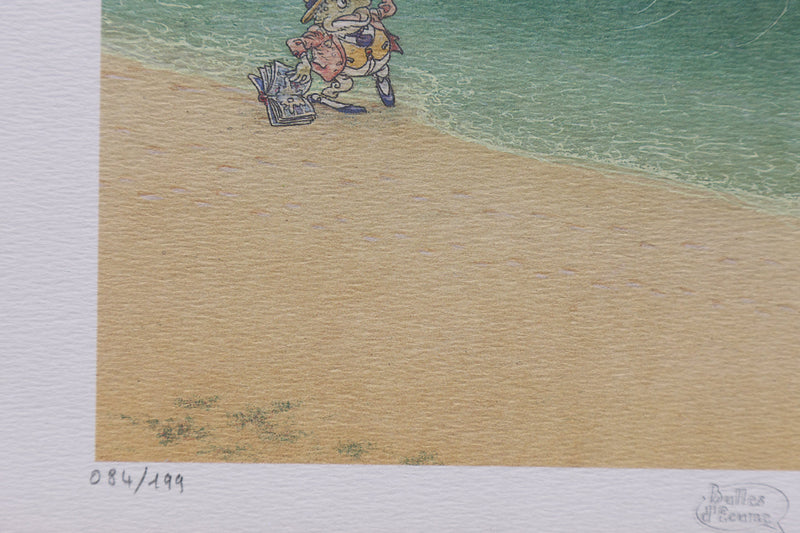 Michel PLESSIX :  Lecture à la mer, Ex libris signé