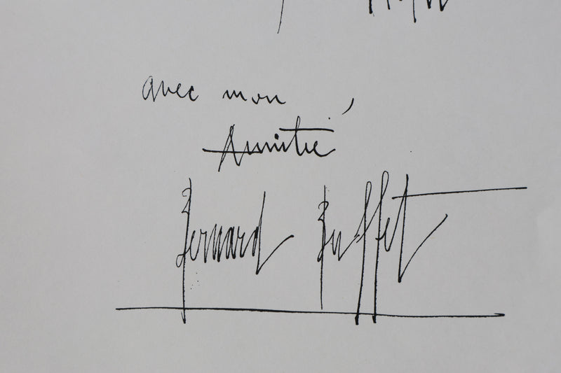 Bernard BUFFET : Dédicace à Tetsuro, Gravure originale signée