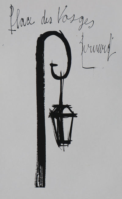 Bernard BUFFET : Place des Vosges, Gravure originale signée