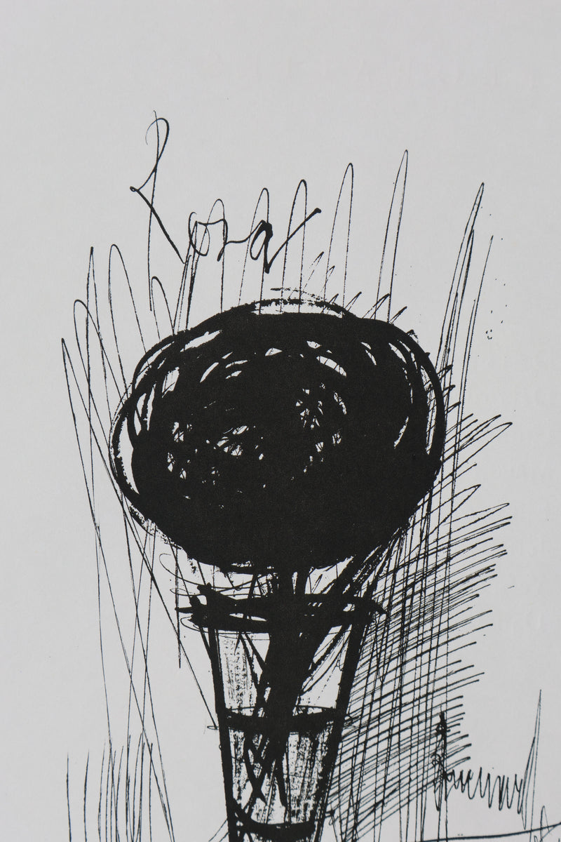 Bernard BUFFET: The vase and the rose, Original signed engraving