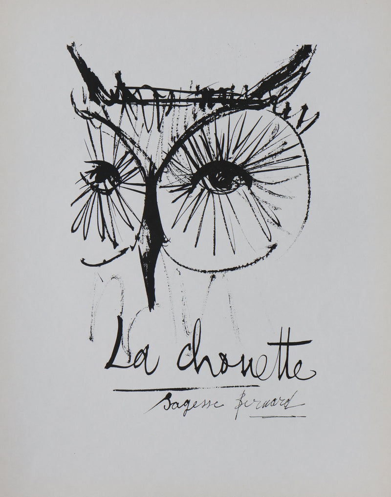 Bernard BUFFET: Die Eule, Original signierter Kupferstich
