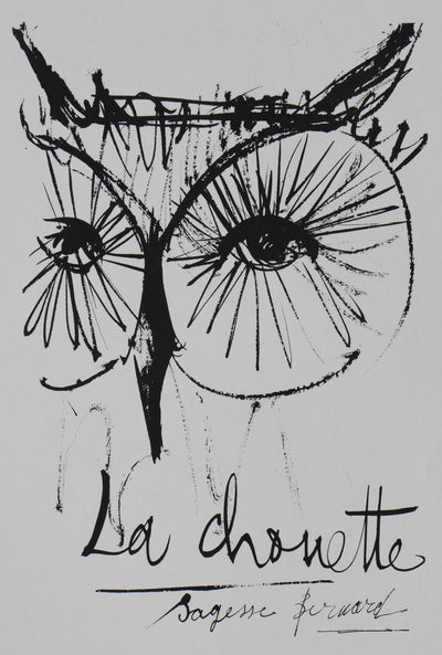 Bernard BUFFET: Die Eule, Original signierter Kupferstich