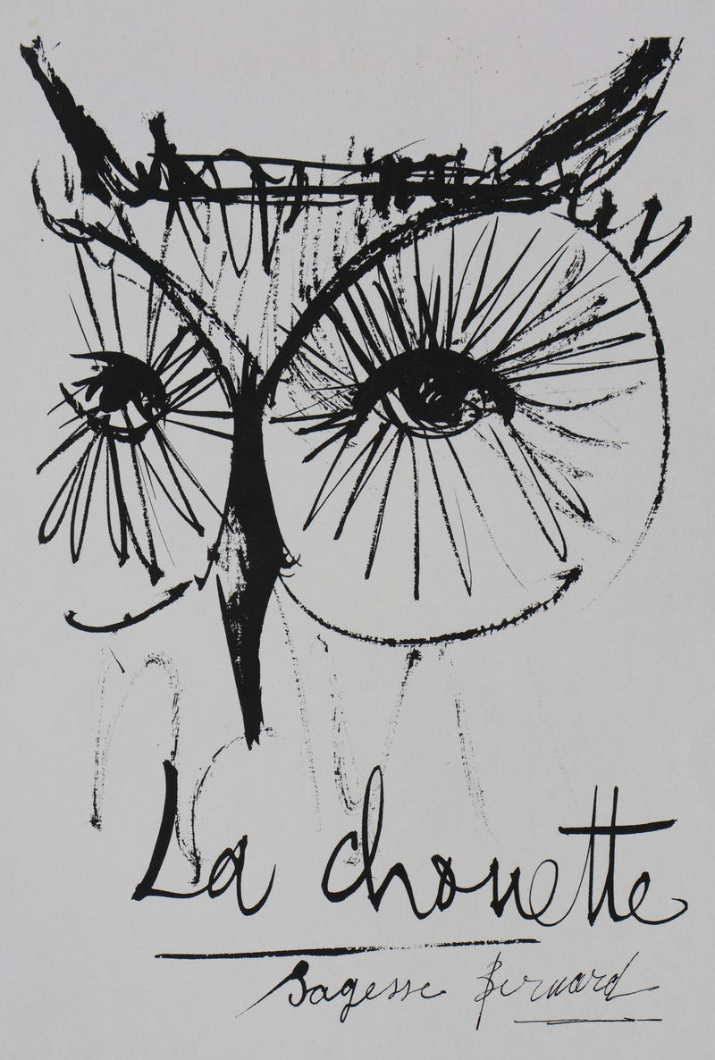 Bernard BUFFET: Die Eule, Original signierter Kupferstich
