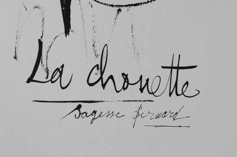Bernard BUFFET: Die Eule, Original signierter Kupferstich